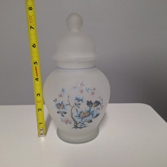 Viking USA Frosted Glass Jar Bell Lid Floral Design Crystal - Picture 6 of 6